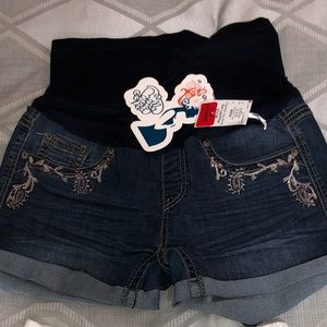 Two denim maternity shorts